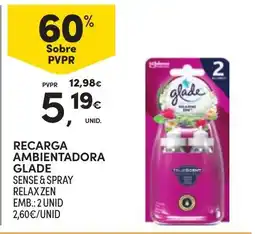 Continente recarga ambientadora glade sense & spray relax zen promoção