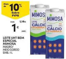 Continente Leite uht bem especial mimosa magro/meio gordo promoção