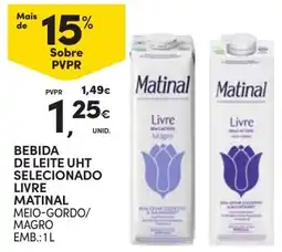 Continente Bebida de leite uht selecionado livre matinal meio-gordo/magro promoção