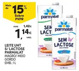 Continente Leite uht s/ lactose parmalat magro/meio gordo promoção
