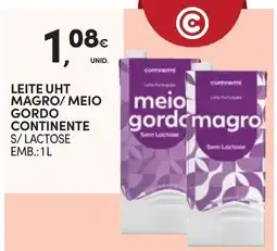 Continente Leite uht magro/meio gordo continente s/lactose promoção