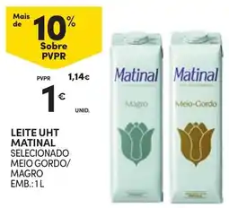 Continente Leite uht matinal selecionado meio gordo/magro promoção