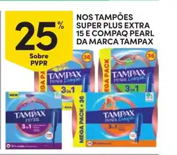 Continente Nos tampões super plus extra 15 e compaq pearl da marca tampax promoção