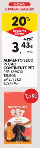 Continente Alimento seco p/ cão continente pet promoção