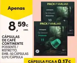 Continente Cápsulas de café continente possente / ristretto promoção