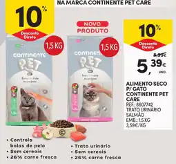 Continente Alimento seco p/ gato continente pet care promoção