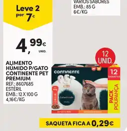 Continente Alimento húmido p/gato continente pet premium promoção