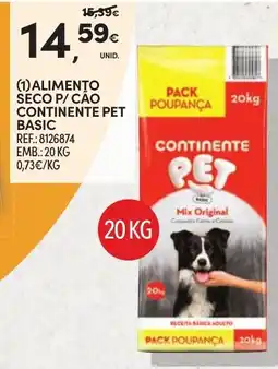Continente Alimento seco p/ cão continente pet basic promoção