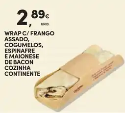 Continente wrap c/ frango assado, cogumelos, espinafre e maionese de bacon cozinha continente promoção