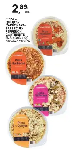 Continente Pizza 4 Queijos/Carbonara/Barbecue/Pepperoni Continente promoção