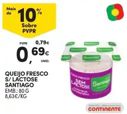 Continente queijo fresco s/ lactose santiago promoção
