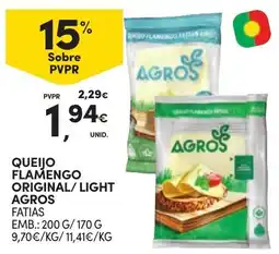 Continente Queijo flamengo original/light agros fatias promoção