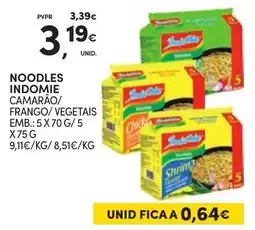 Continente Noodles indomie camarão/frango/vegetais promoção