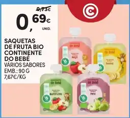 Continente Saquetas de fruta bio continente do bebê promoção