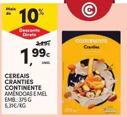 Continente Cereais Cranties Continente Amêndoas e Mel promoção