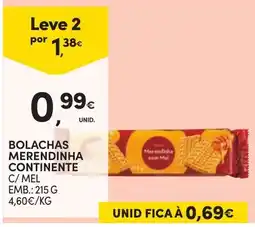 Continente Bolachas merendinha continente c/ mel promoção