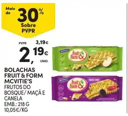Continente Bolachas fruit & form mcvitie's frutos do bosque/ maçã e canela promoção