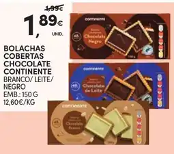 Continente Bolachas cobertas chocolate continente branco/leite/negro promoção