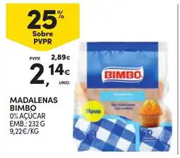 Continente Madalenas bimbo 0% açúcar promoção