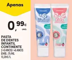 Continente Pasta de dentes infantil continente promoção