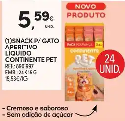 Continente Snack p/ gato aperitivo liquido continente pet promoção