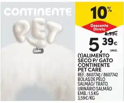 Continente Alimento seco p/ gato pet care promoção