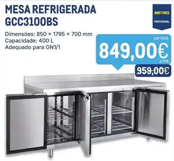 Mesa refrigerada metro professional