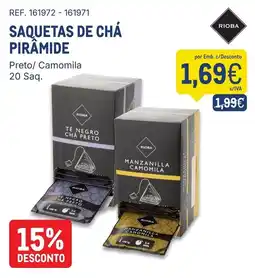 Makro saquetas de chá pirâmide rioba preto/camomila promoção