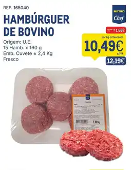 Makro Hambúrguer de bovino metro chef promoção