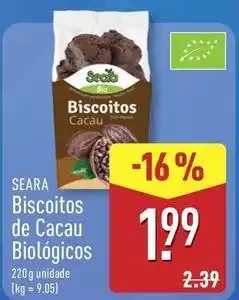 ALDI Seara - biscoitos de cacau biologicos promoção