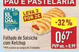 ALDI €co+ - folhado de salsicha com ketchup promoção
