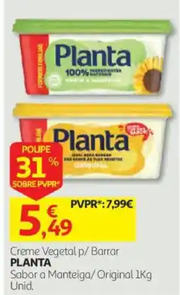 Auchan Creme Vegetal p/ Barrar Planta Sabor a Manteiga/ Original promoção