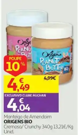 Auchan Manteiga de Amendoim ORIGENS BIO promoção