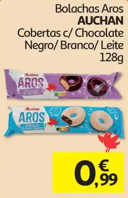 Auchan Bolachas aros auchan cobertas c/ chocolate negro/branco/leite promoção