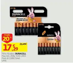 Auchan Pilha Alcalina DURACELL Plus AA LR06/ AAA LR03 promoção