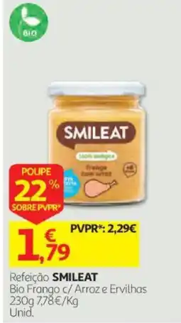 Auchan Refeição smileat bio frango c/ arroz e ervilhas promoção