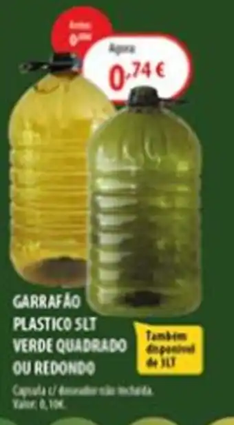 Garrafão plástico 5lt verde quadrado ou redondo