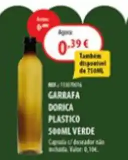 CAMPOCHEIO Garrafa dorida plastico verde promoção