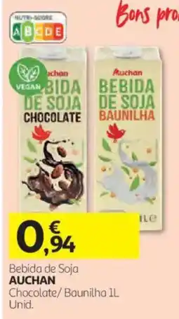 Auchan Bebida de Soja Auchan Chocolate/Baunilha promoção