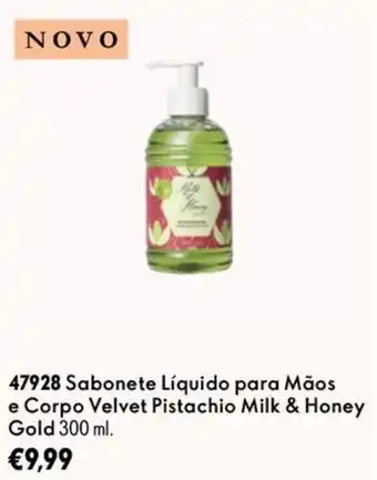 Sabonete Líquido para Mãos e Corpo Velvet Pistachio Milk & Honey Gold