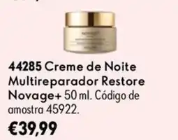 Oriflame Creme de noite multireparador restore novage+ promoção