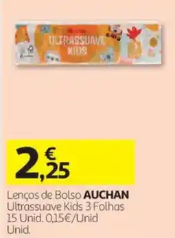 Auchan lenços de bolso auchan ultrassuave kids promoção