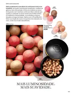 Oriflame Pérolas bronzing com sérum giordani gold promoção