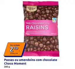 Action Passas ou amendoins com chocolate Choco Moment promoção