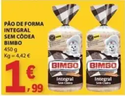 E.Leclerc Pão de forma integral sem códea bimbo promoção