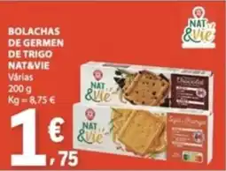 E.Leclerc Bolachas de germen de trigo nat&vie promoção
