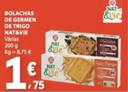 E.Leclerc Bolachas de germen de trigo nat&vie promoção