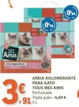 E.Leclerc Areia aglomerante para gato tous mes amis promoção