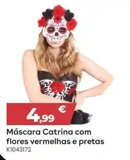 Toys R Us Máscara Catrina com flores vermelhas e pretas promoção