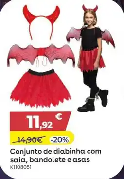 Toys R Us Conjunto de diabinha com saia, bandolete e asas promoção